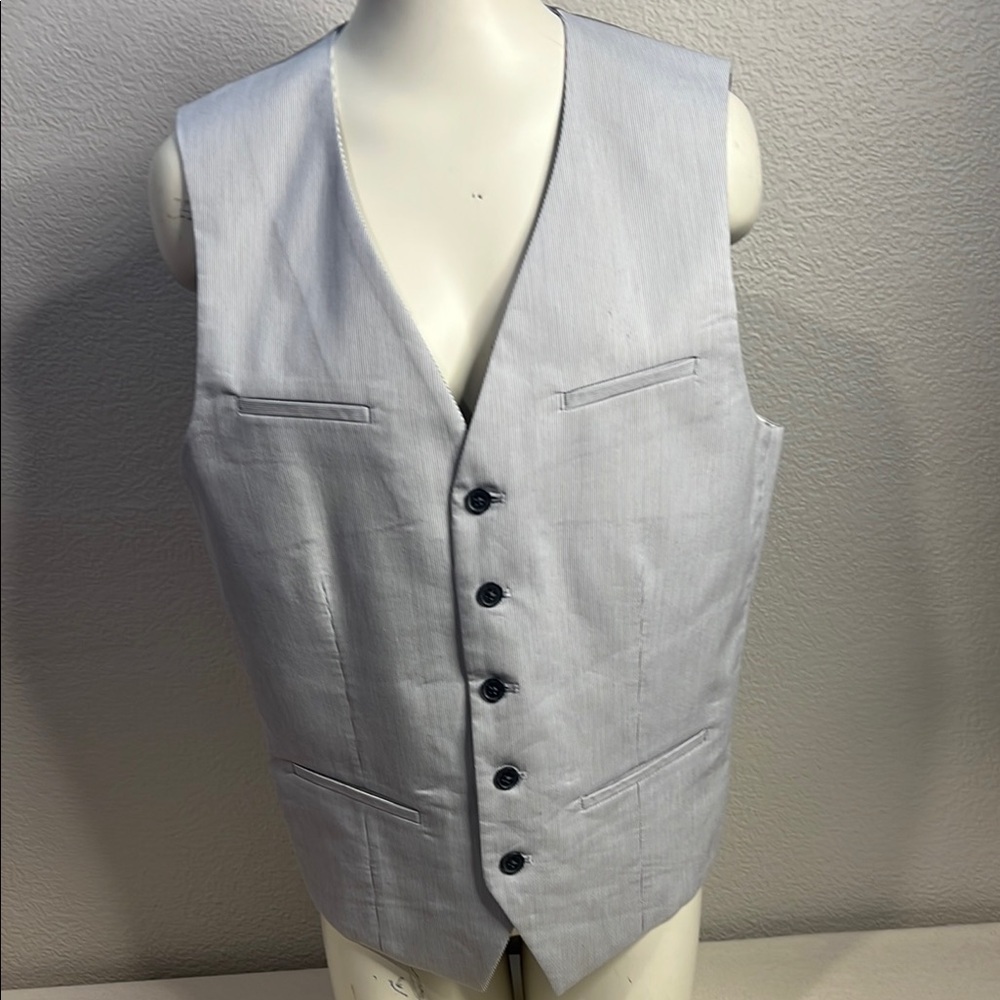 Express Men’s Gray Pinstripe 6-Button Vest – Size M - Picture 2 of 8